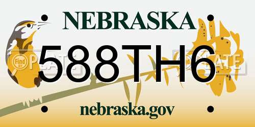 588TH6 Nebraska License Plate
