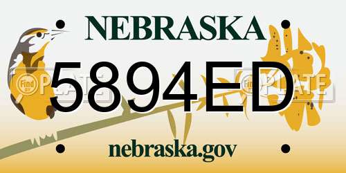 5894ED Nebraska License Plate