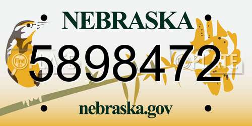 5898472 Nebraska License Plate