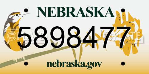 5898477 Nebraska License Plate