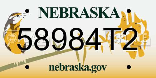 58984T2 Nebraska License Plate