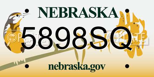 5898SQ Nebraska License Plate