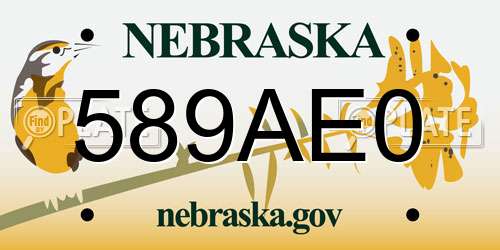 589AE0 Nebraska License Plate