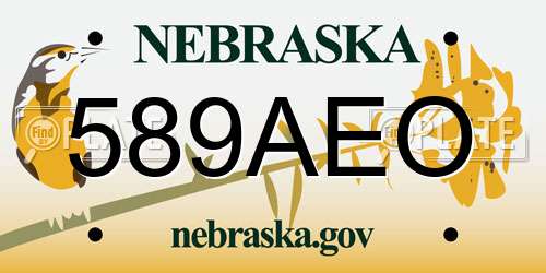 589AEO Nebraska License Plate