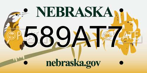 589AT7 Nebraska License Plate