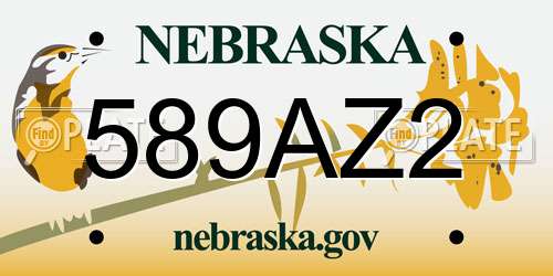589AZ2 Nebraska License Plate