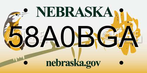 58A0BGA Nebraska License Plate