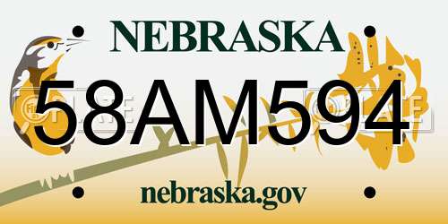 58AM594 Nebraska License Plate