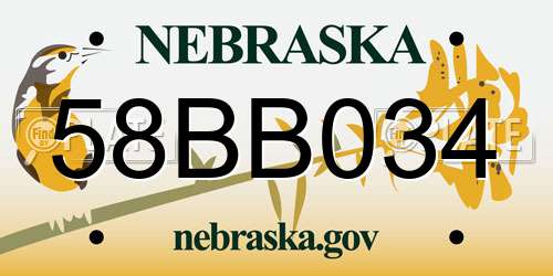 58BB034 Nebraska License Plate