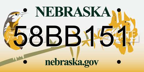 58BB151 Nebraska License Plate