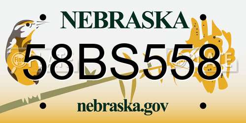 58BS558 Nebraska License Plate