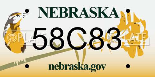 58C83 Nebraska License Plate