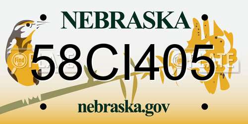 58CI405 Nebraska License Plate