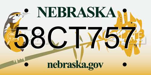58CT757 Nebraska License Plate