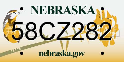 58CZ282 Nebraska License Plate