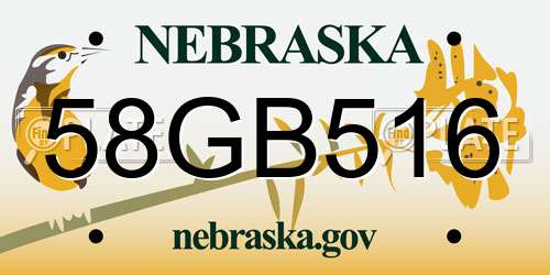58GB516 Nebraska License Plate