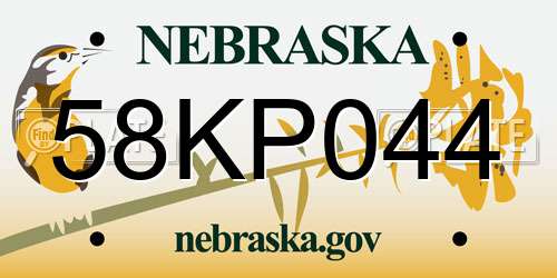 58KP044 Nebraska License Plate