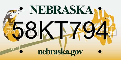 58KT794 Nebraska License Plate