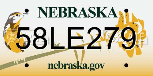 58LE279 Nebraska License Plate