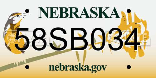 58SB034 Nebraska License Plate