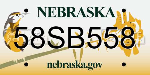 58SB558 Nebraska License Plate
