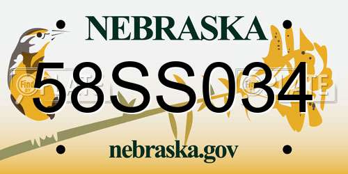 58SS034 Nebraska License Plate