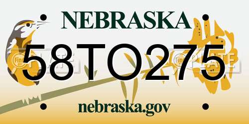 58TO275 Nebraska License Plate