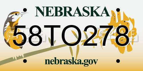 58TO278 Nebraska License Plate