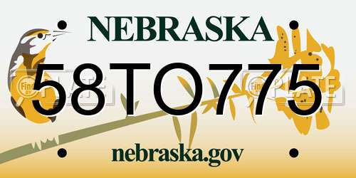58TO775 Nebraska License Plate