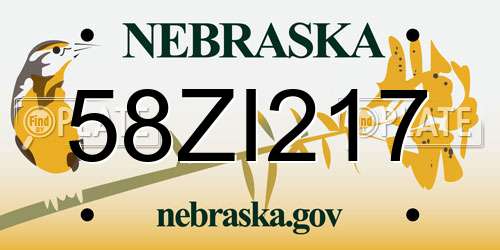 58ZI217 Nebraska License Plate