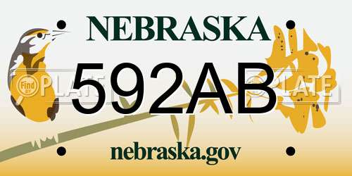 592AB Nebraska License Plate