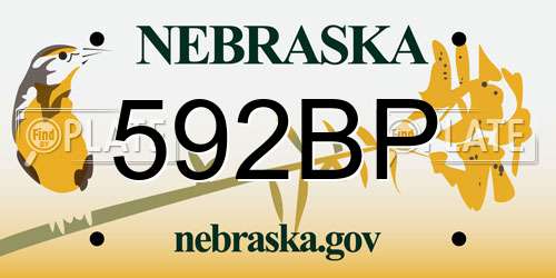 592BP Nebraska License Plate
