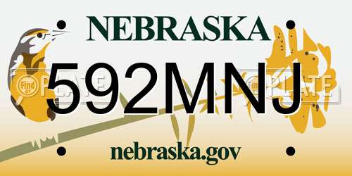 592MNJ Nebraska License Plate