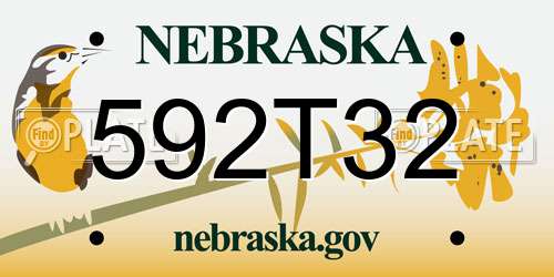 592T32 Nebraska License Plate