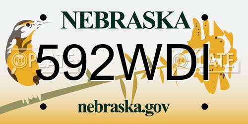 592WDI Nebraska License Plate