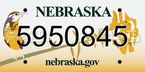 5950845 Nebraska License Plate