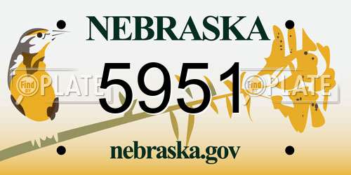 5951 Nebraska License Plate