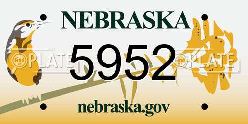 5952 Nebraska License Plate