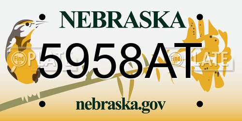 5958AT Nebraska License Plate