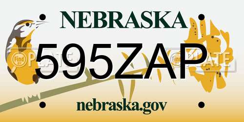 595ZAP Nebraska License Plate