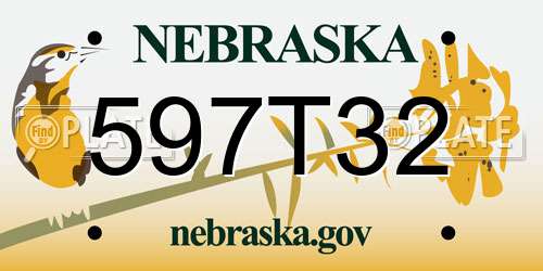 597T32 Nebraska License Plate