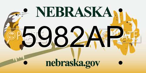 5982AP Nebraska License Plate