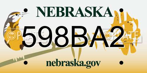 598BA2 Nebraska License Plate