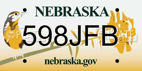 598JFB Nebraska License Plate