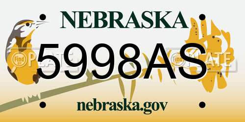 5998AS Nebraska License Plate