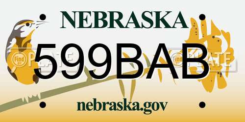 599BAB Nebraska License Plate
