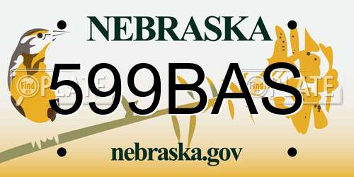 599BAS Nebraska License Plate