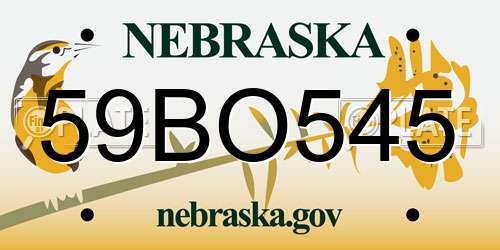 59BO545 Nebraska License Plate