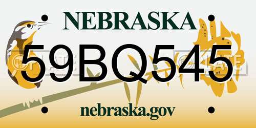 59BQ545 Nebraska License Plate