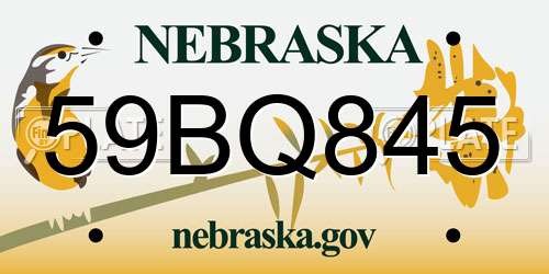 59BQ845 Nebraska License Plate